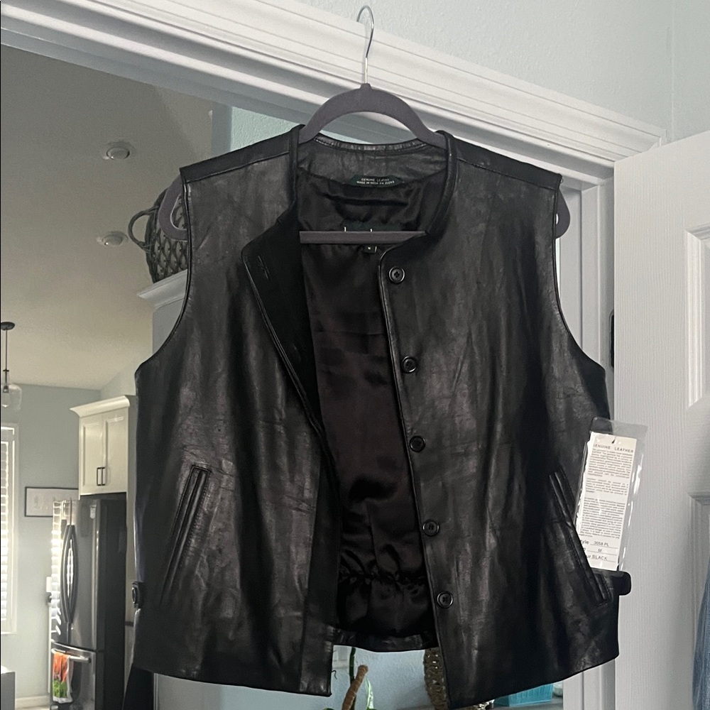 Harve Benard Black Leather Vest